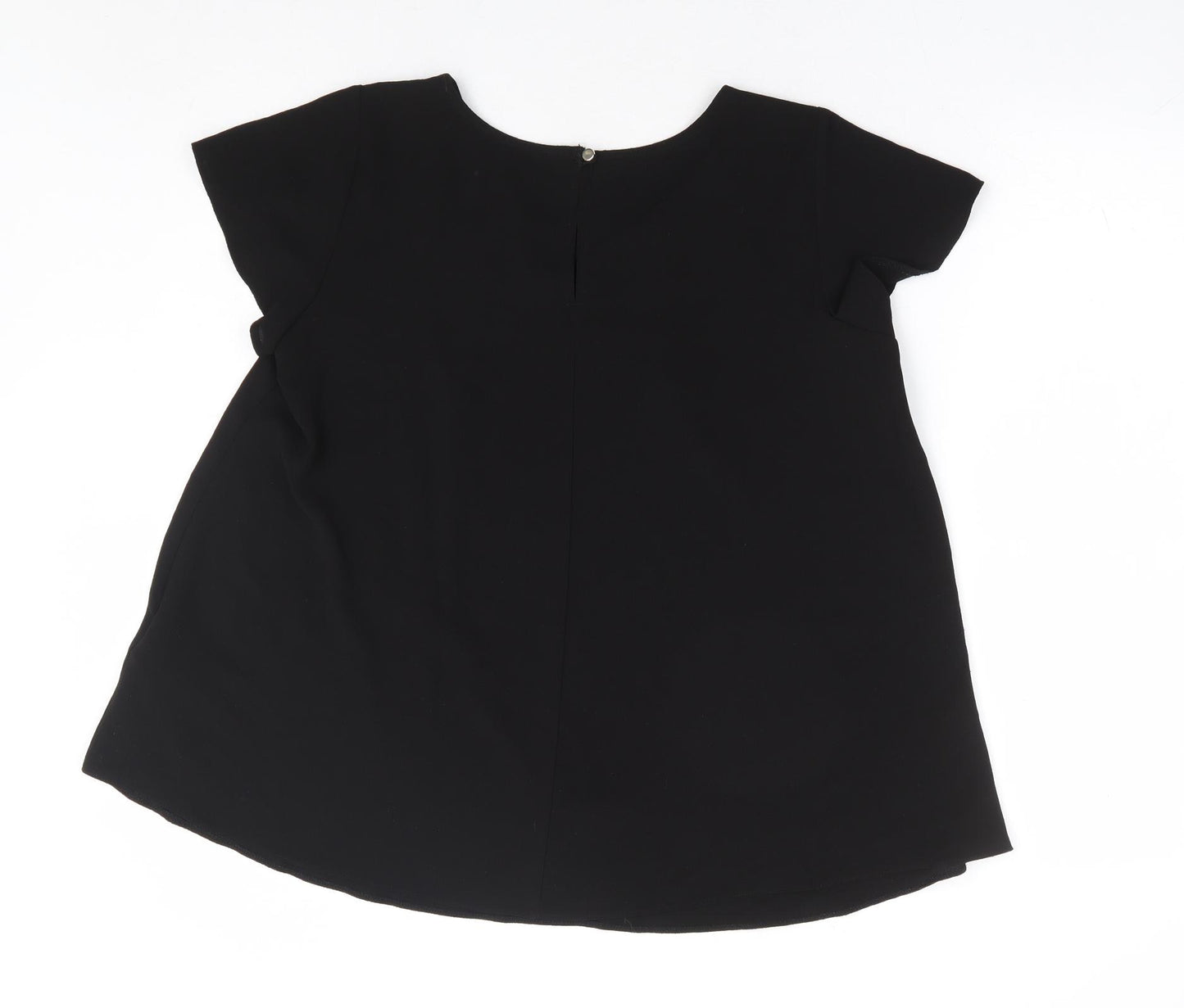 Lipsy Womens Black Polyester Basic Blouse Size 8 Round Neck