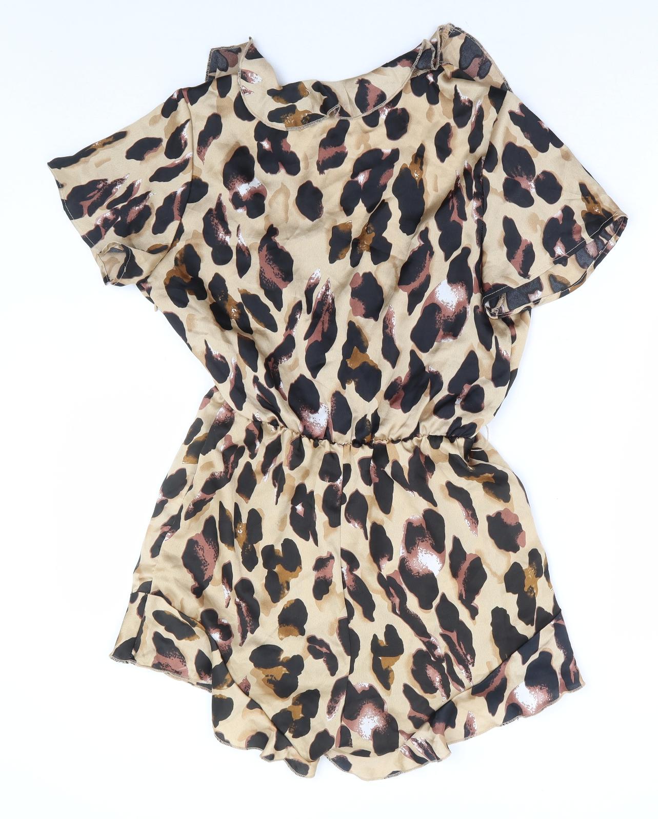 In the Style Womens Brown Animal Print Polyester Playsuit One-Piece Size 8 Zip - Leopard Print
