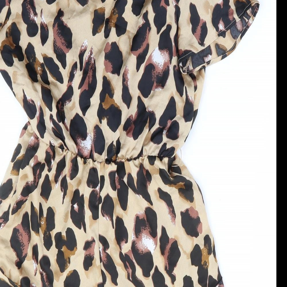 In the Style Womens Brown Animal Print Polyester Playsuit One-Piece Size 8 Zip - Leopard Print