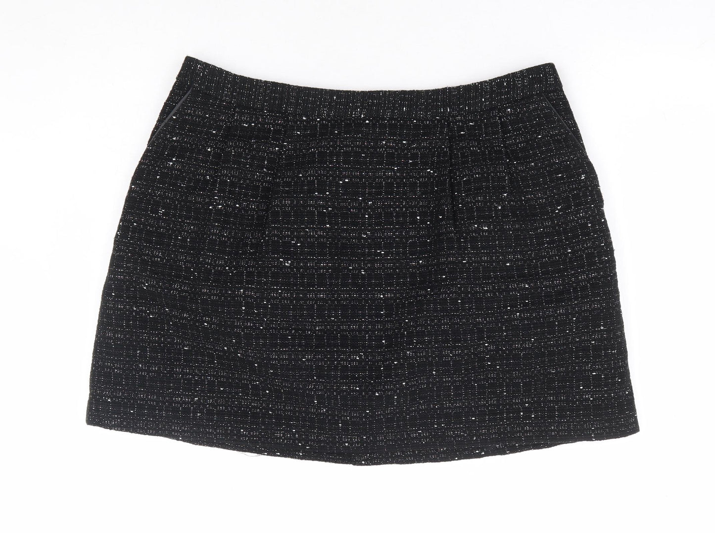 Oasis Womens Black Acrylic A-Line Skirt Size 16 Zip