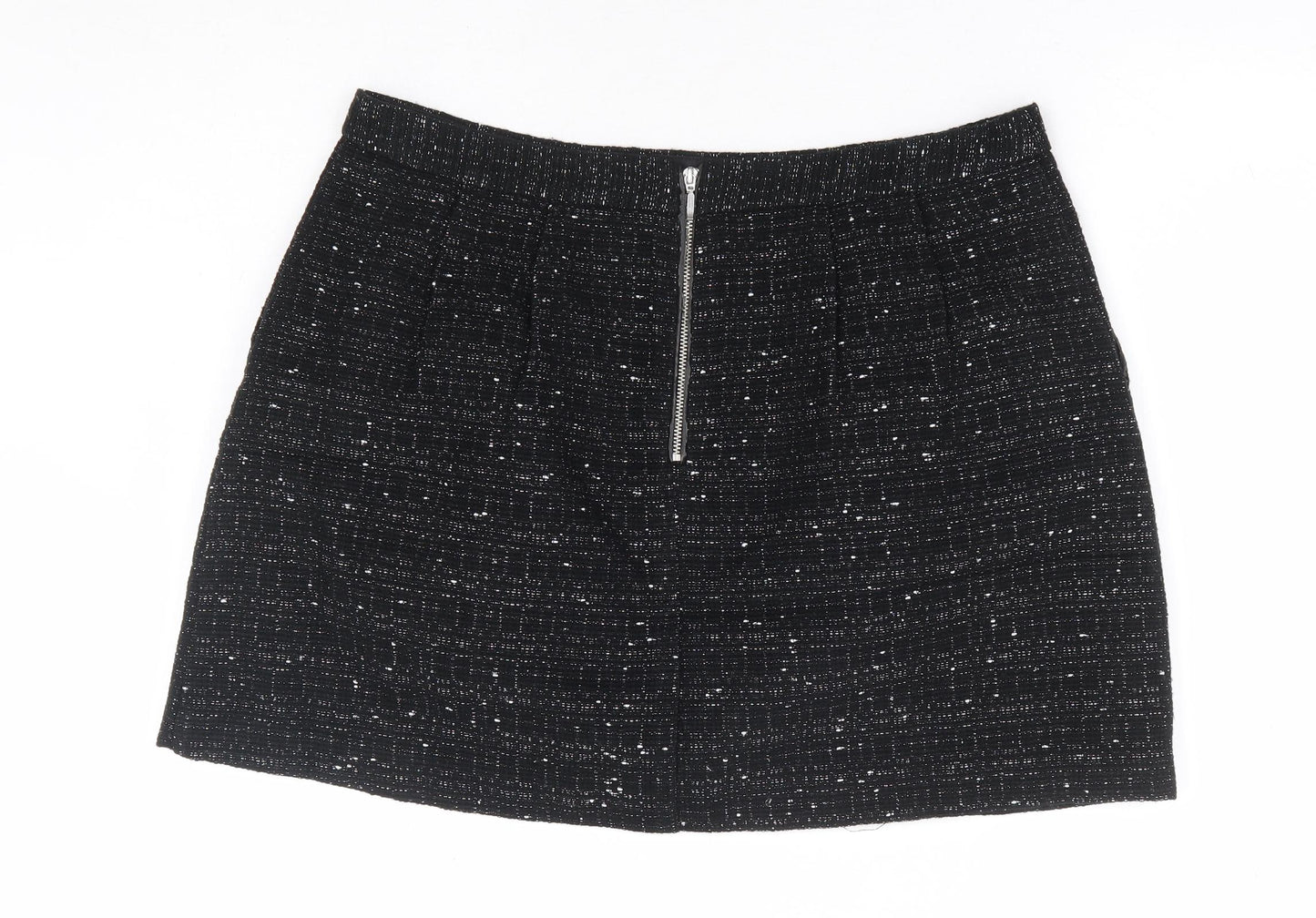 Oasis Womens Black Acrylic A-Line Skirt Size 16 Zip