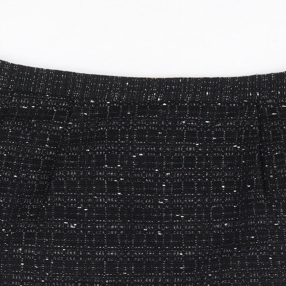Oasis Womens Black Acrylic A-Line Skirt Size 16 Zip