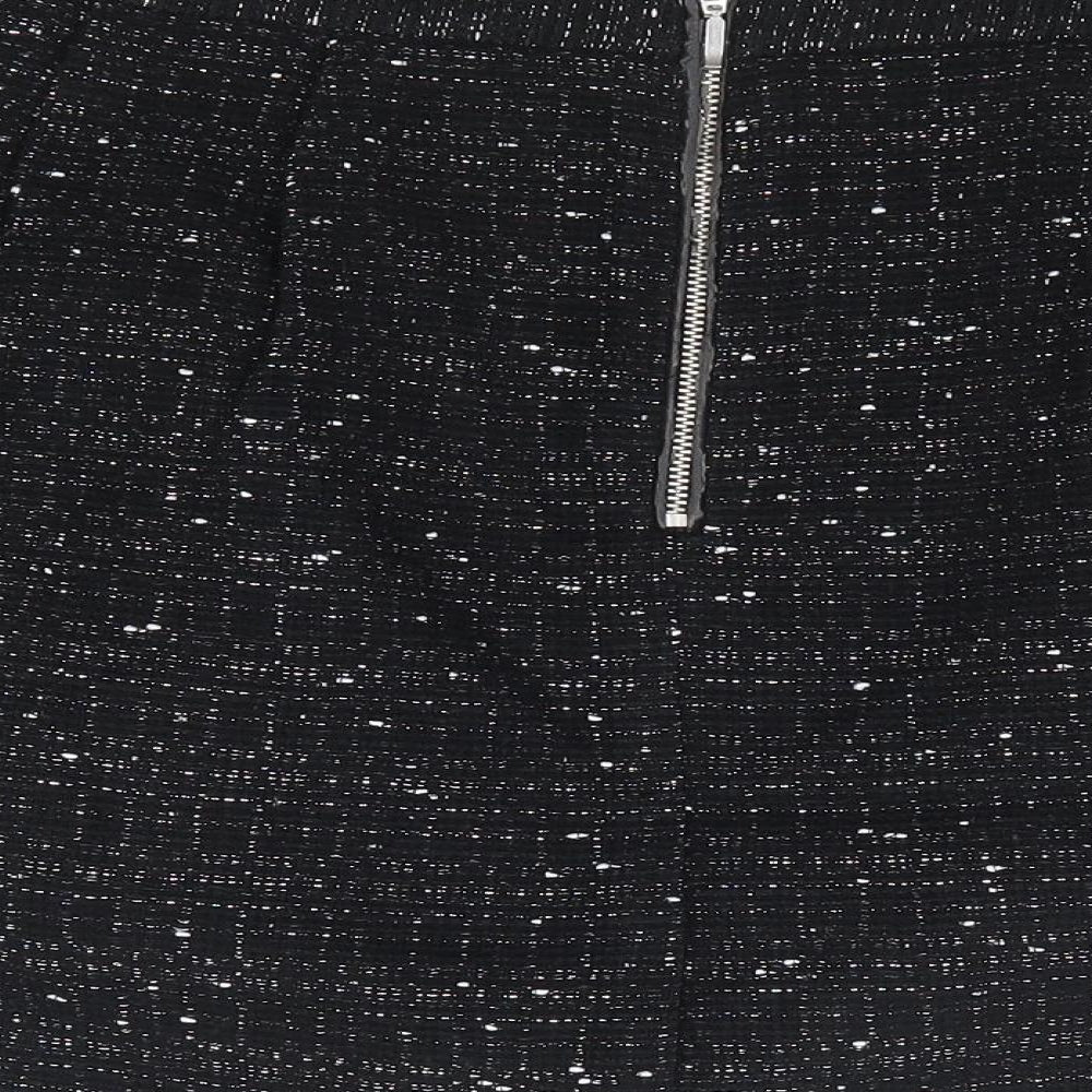 Oasis Womens Black Acrylic A-Line Skirt Size 16 Zip