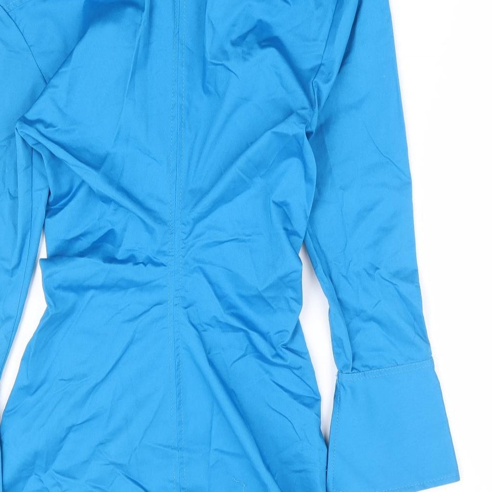 Zara Womens Blue Cotton Shirt Dress Size XS Collared Button