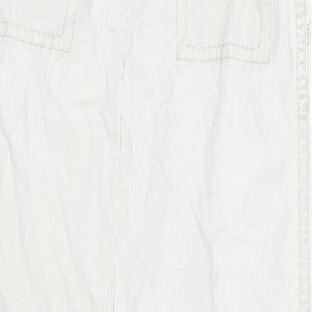 Preworn Womens Beige Cotton A-Line Skirt Size 32 in Zip