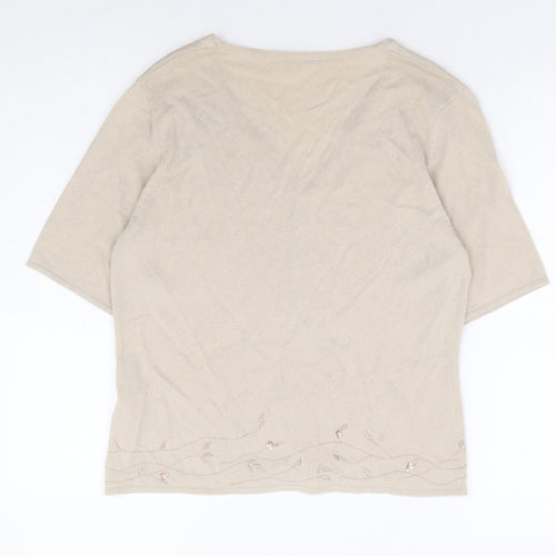 Marks and Spencer Womens Beige V-Neck Cotton Cardigan Jumper Size 14