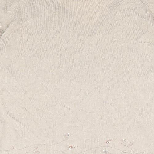 Marks and Spencer Womens Beige V-Neck Cotton Cardigan Jumper Size 14