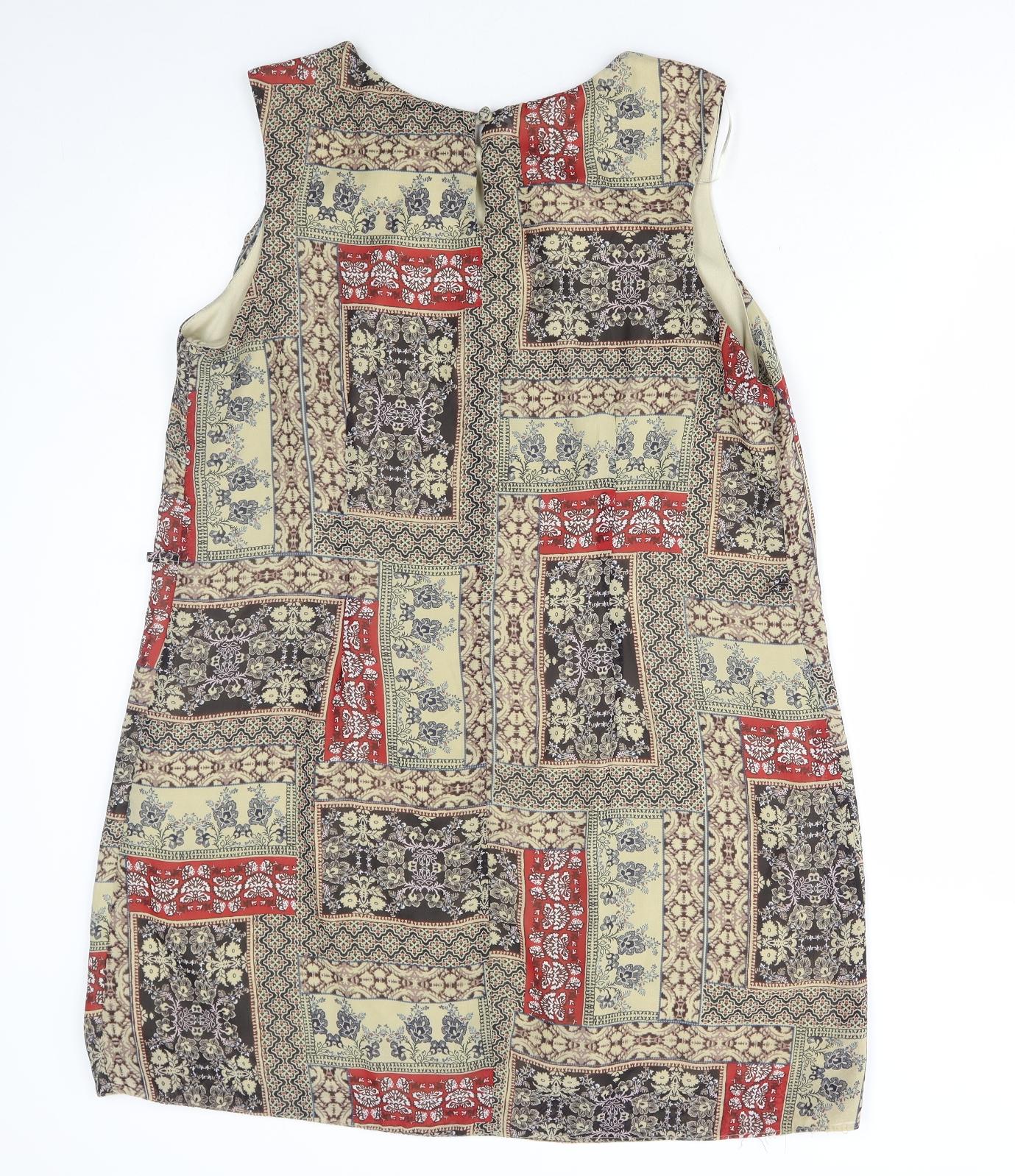 Atmosphere Womens Multicoloured Geometric Polyester A-Line Size 16 Round Neck Button