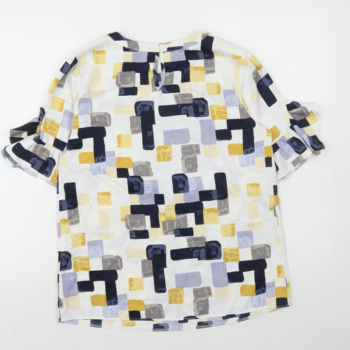 TU Womens Multicoloured Geometric Polyester Basic T-Shirt Size 10 Round Neck