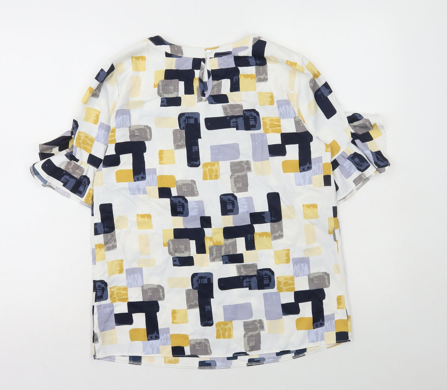 TU Womens Multicoloured Geometric Polyester Basic T-Shirt Size 10 Round Neck