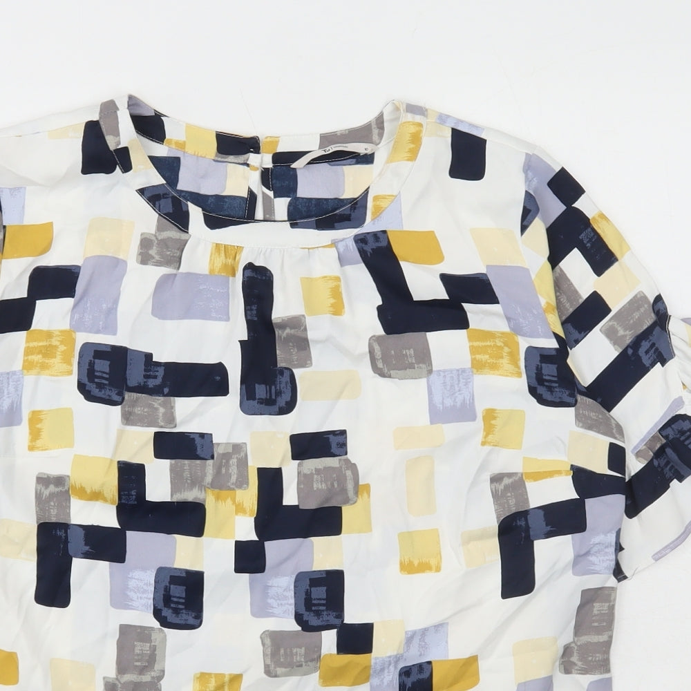 TU Womens Multicoloured Geometric Polyester Basic T-Shirt Size 10 Round Neck