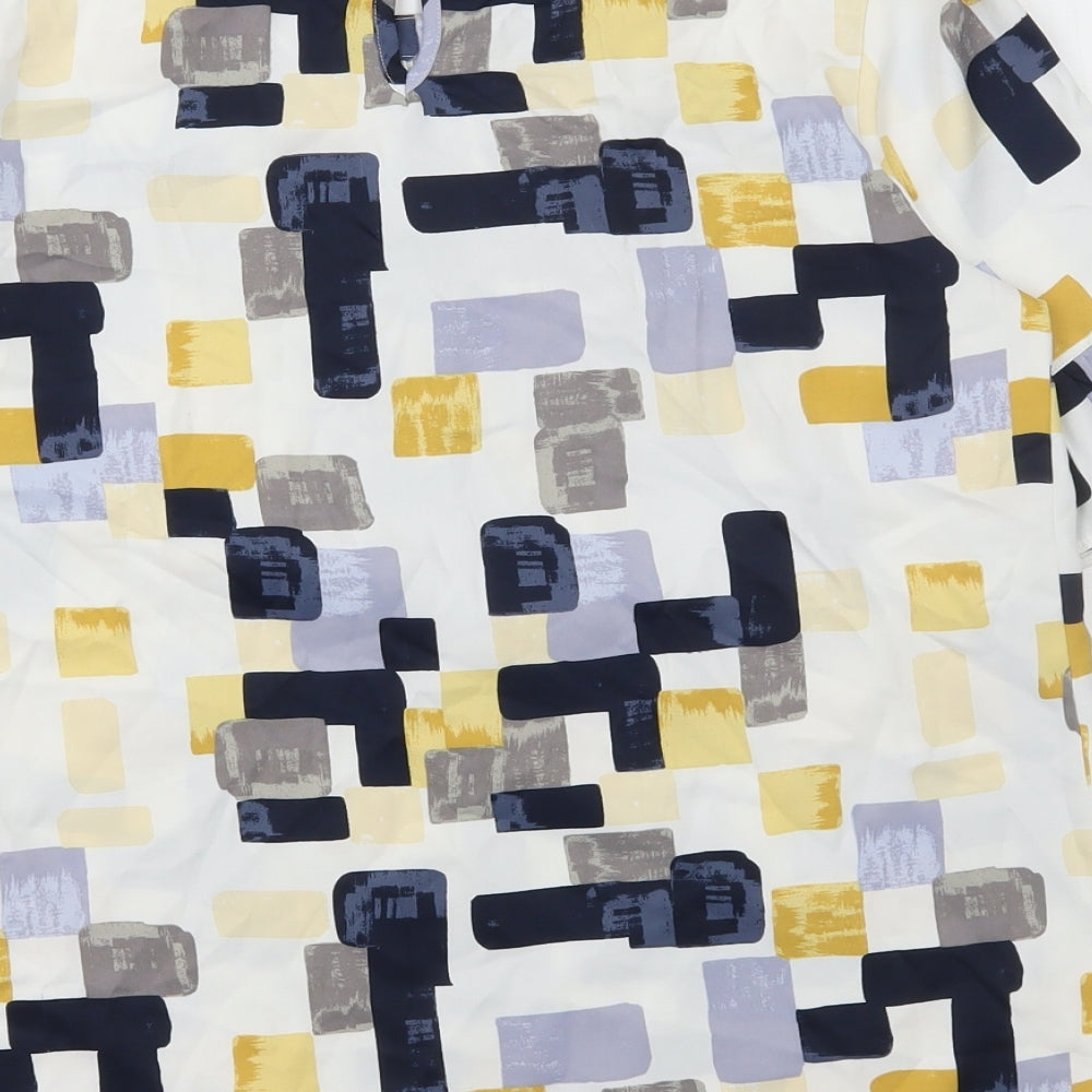 TU Womens Multicoloured Geometric Polyester Basic T-Shirt Size 10 Round Neck