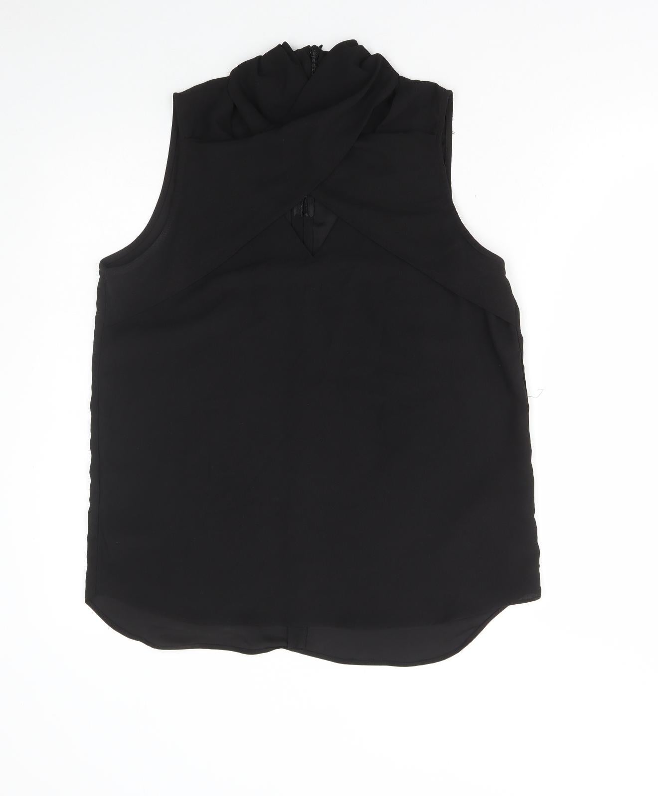 River Island Womens Black Polyester Basic Blouse Size 12 High Neck