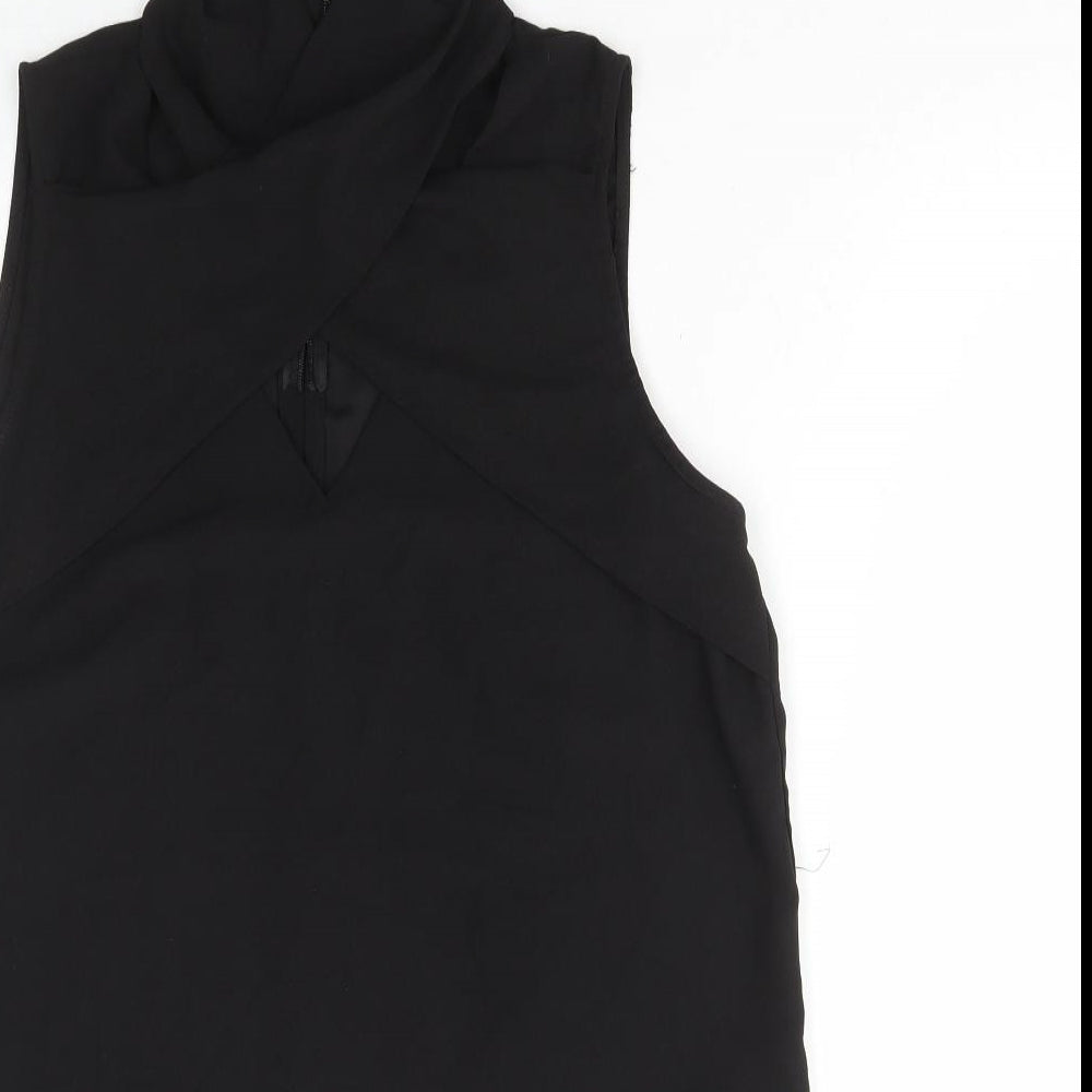 River Island Womens Black Polyester Basic Blouse Size 12 High Neck