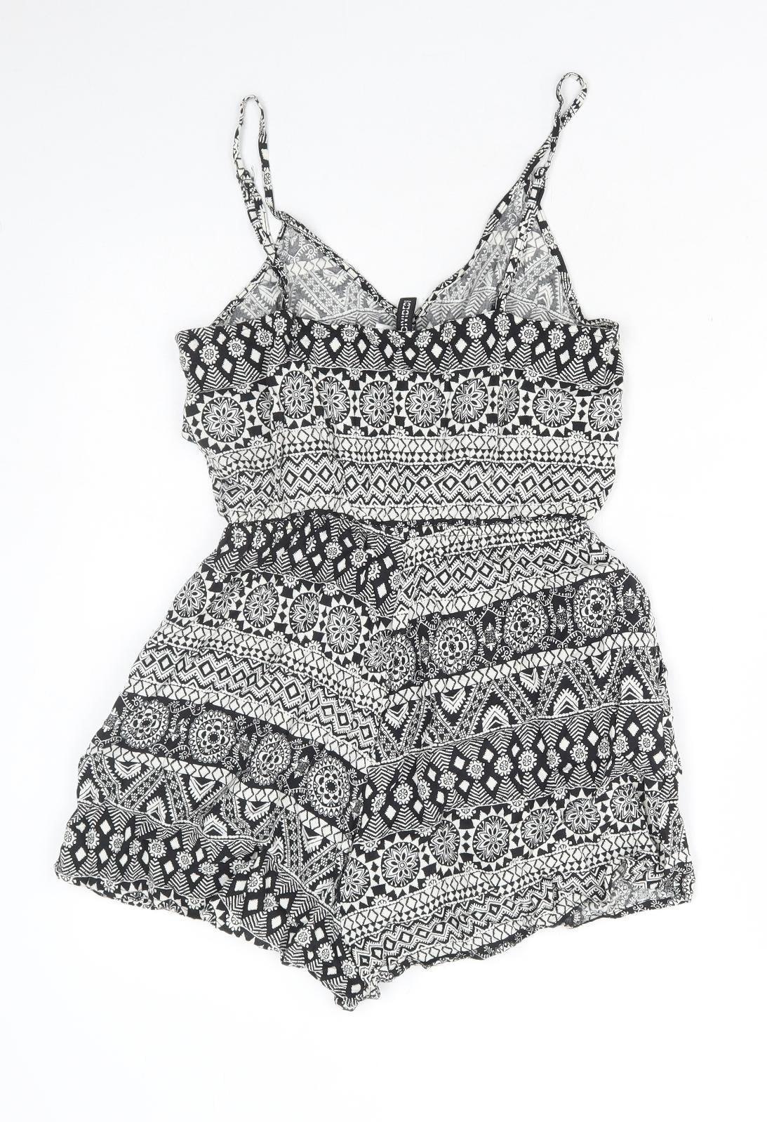 Divided by H&M Womens Black Geometric Polyester Playsuit One-Piece Size 12 Pullover
