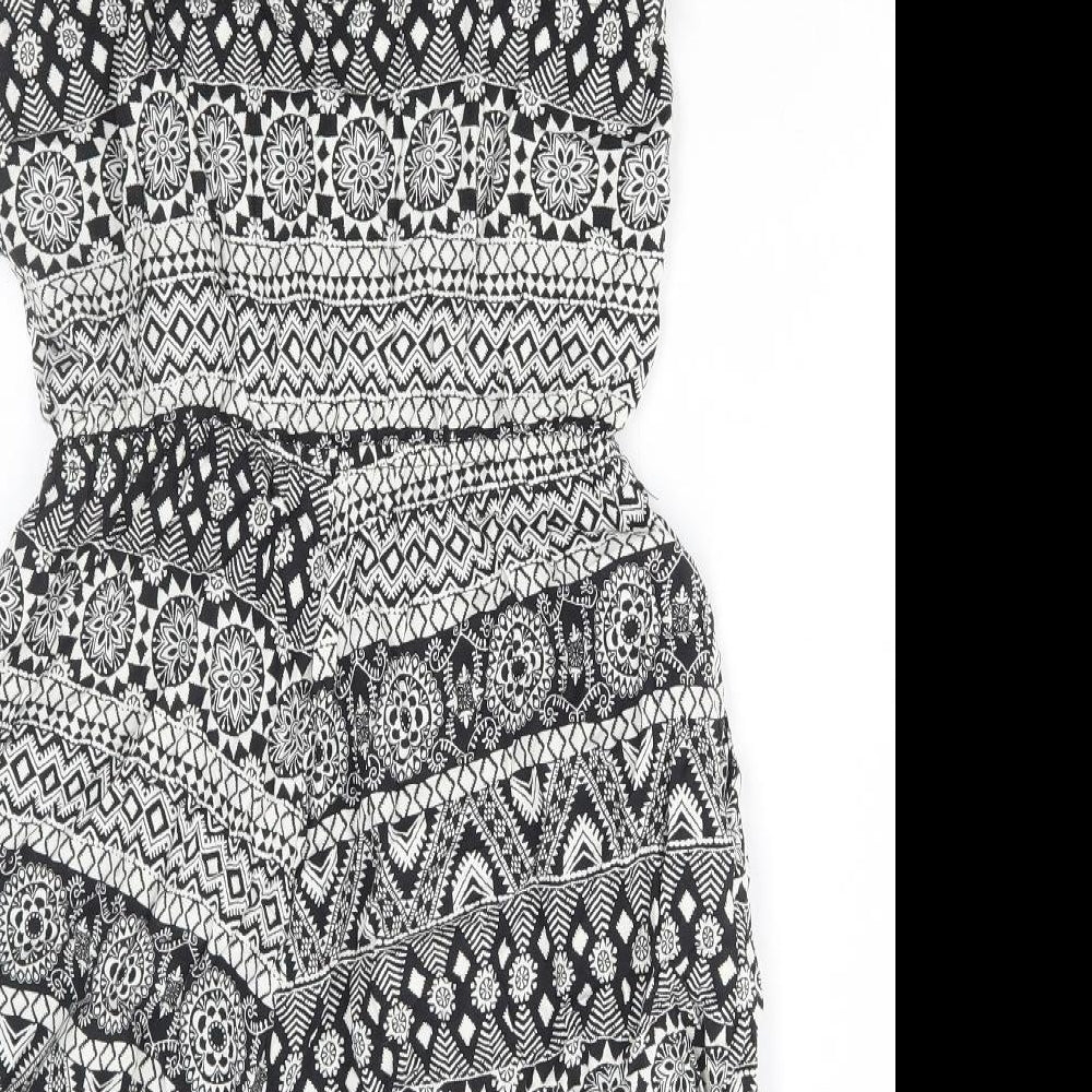 Divided by H&M Womens Black Geometric Polyester Playsuit One-Piece Size 12 Pullover