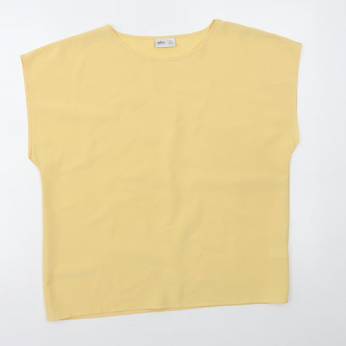 BHS Womens Yellow Polyester Basic Blouse Size 14 Round Neck