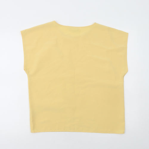 BHS Womens Yellow Polyester Basic Blouse Size 14 Round Neck
