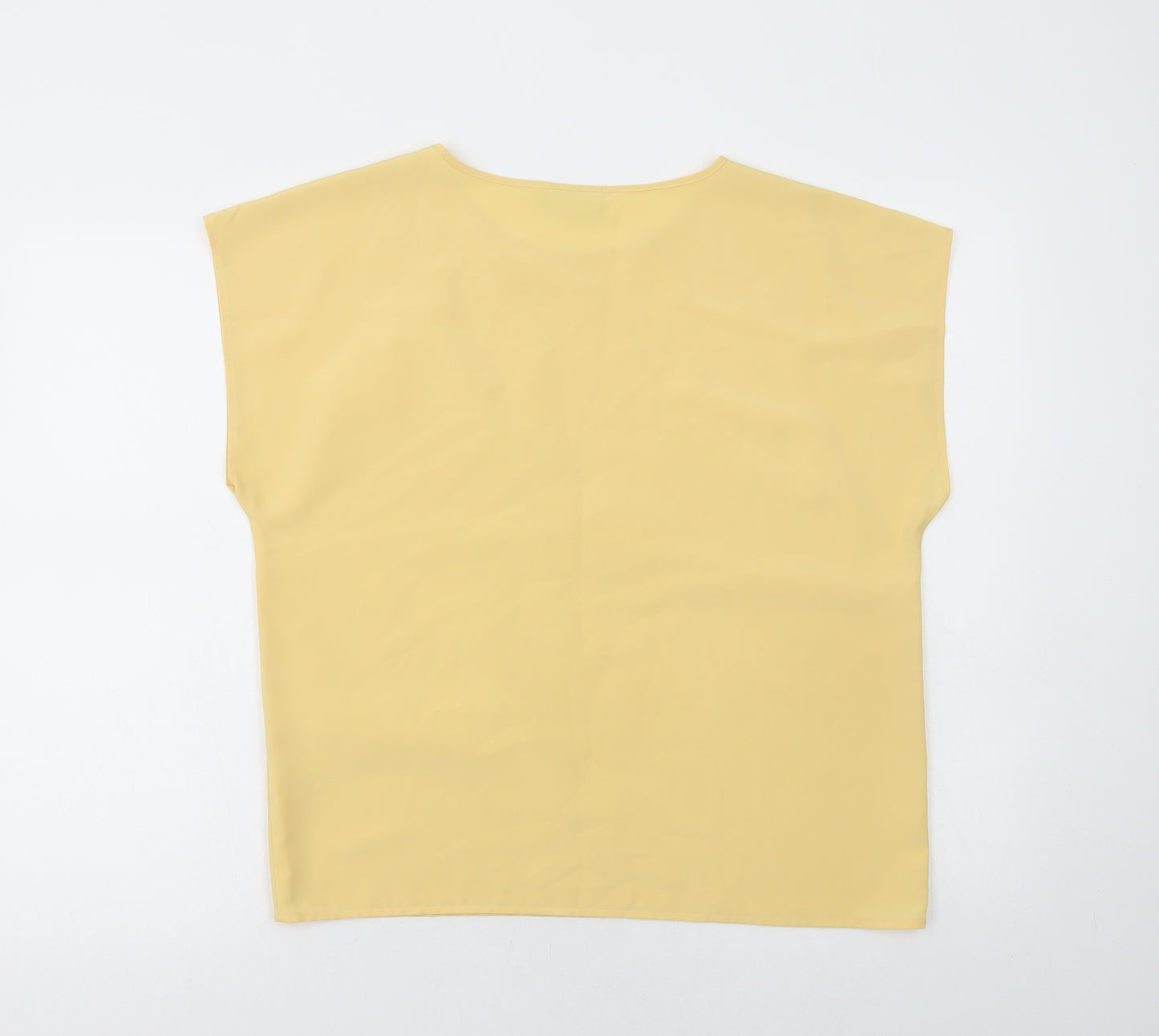 BHS Womens Yellow Polyester Basic Blouse Size 14 Round Neck