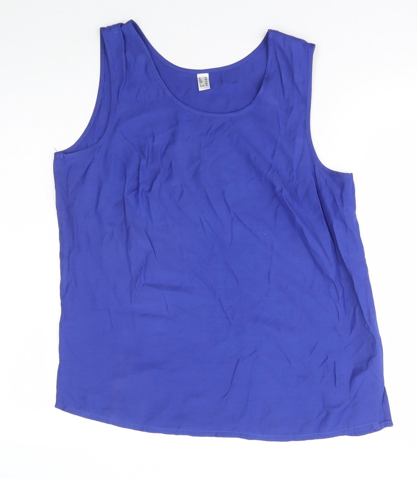 Preworn Womens Blue Polyester Basic Tank Size 14 Scoop Neck