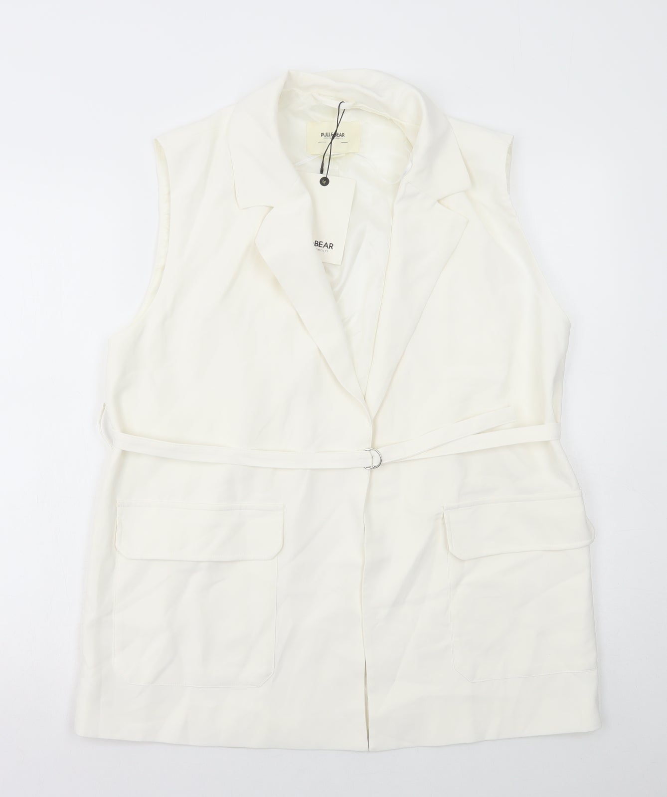 Pull&Bear Womens White Jacket Blazer Size S Buckle