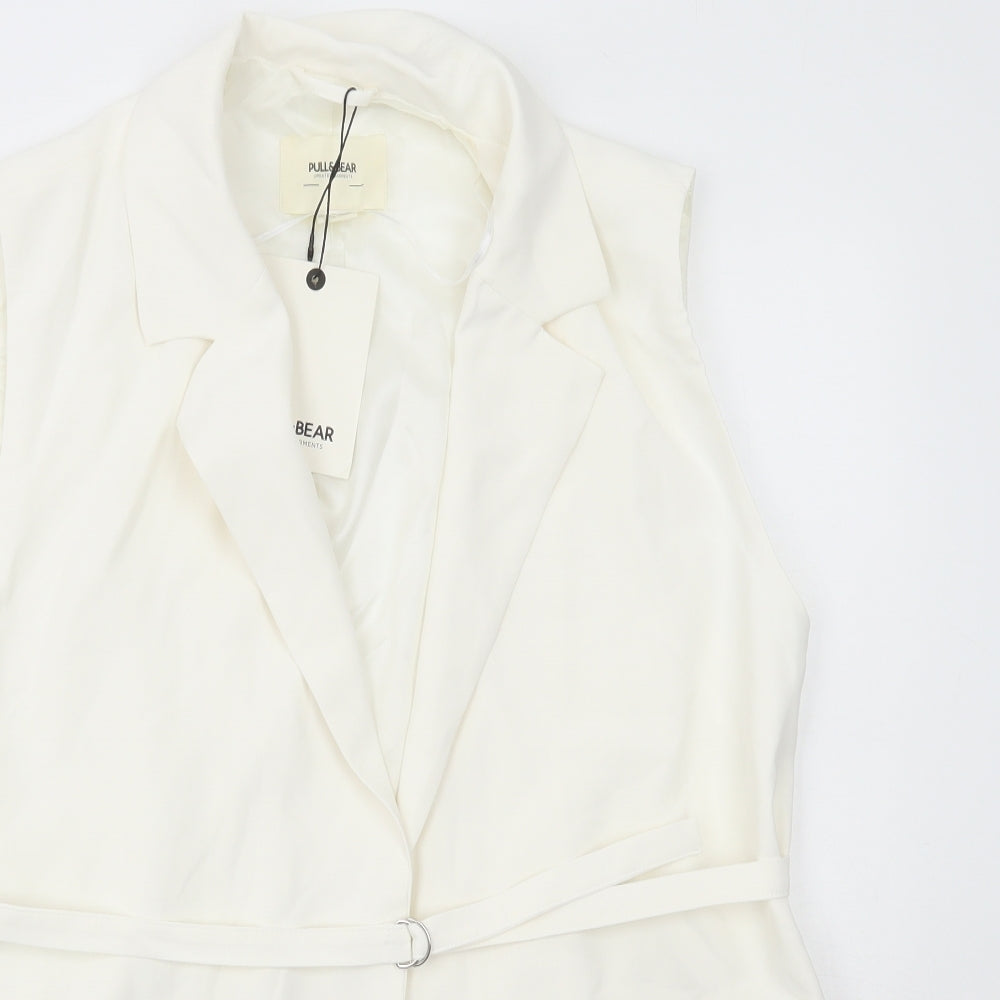 Pull&Bear Womens White Jacket Blazer Size S Buckle