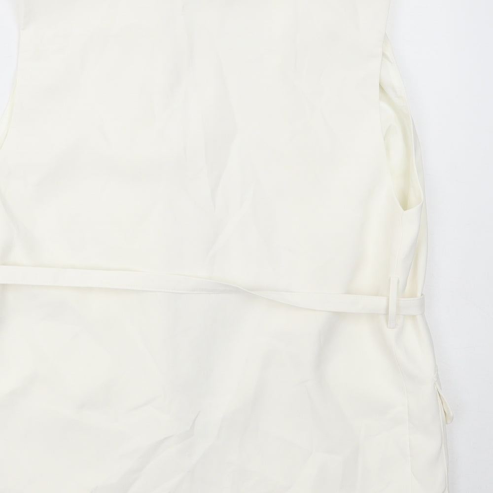 Pull&Bear Womens White Jacket Blazer Size S Buckle