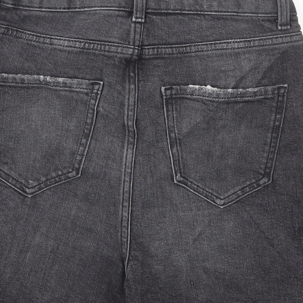 Marks and Spencer Womens Grey Cotton Mom Shorts Size 6 L4 in Regular Button