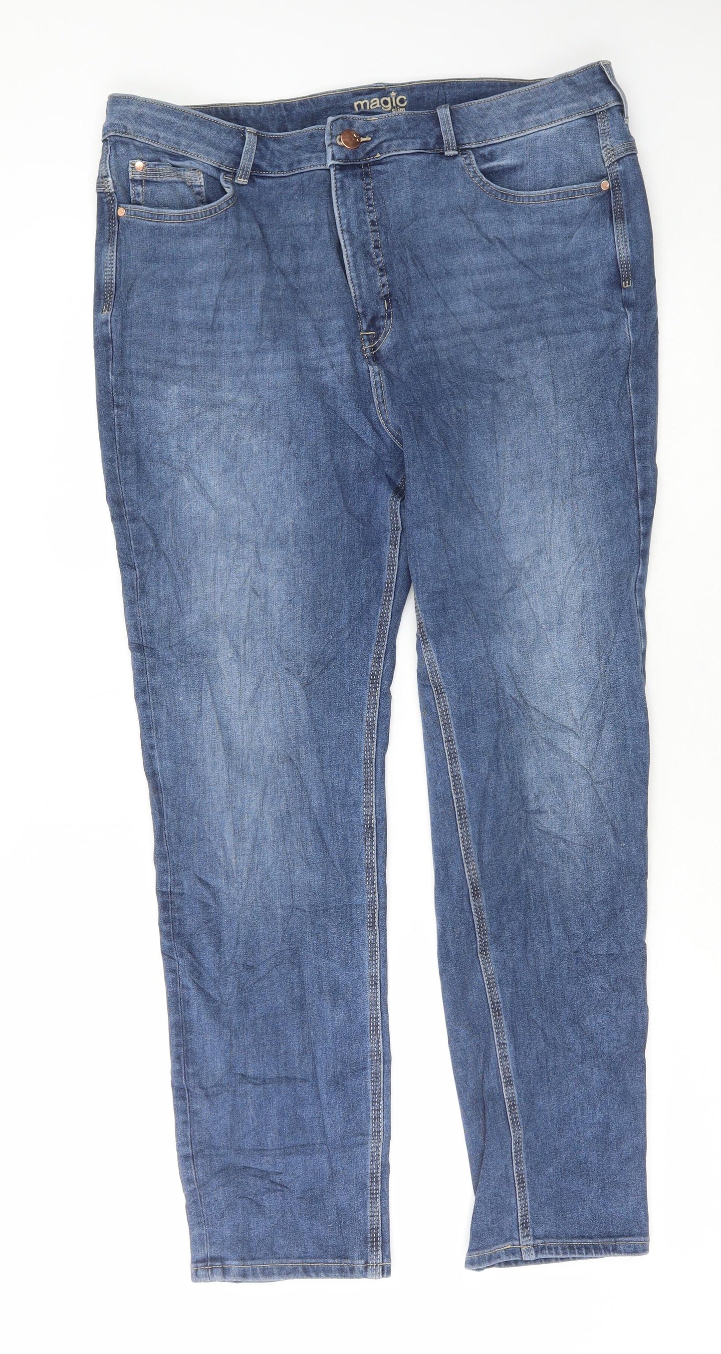 Marks and Spencer Womens Blue Cotton Skinny Jeans Size 18 L29 in Regular Button