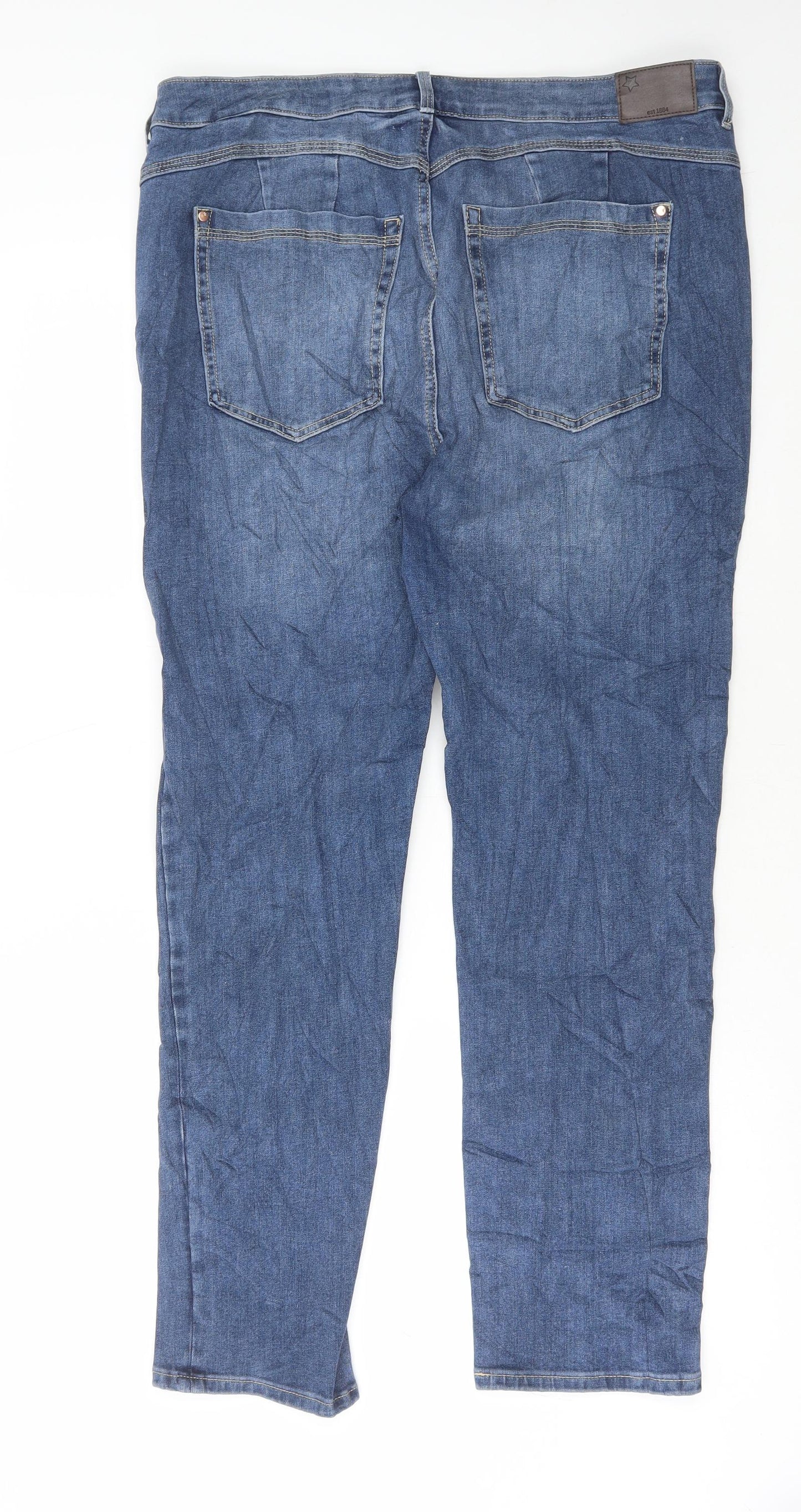 Marks and Spencer Womens Blue Cotton Skinny Jeans Size 18 L29 in Regular Button