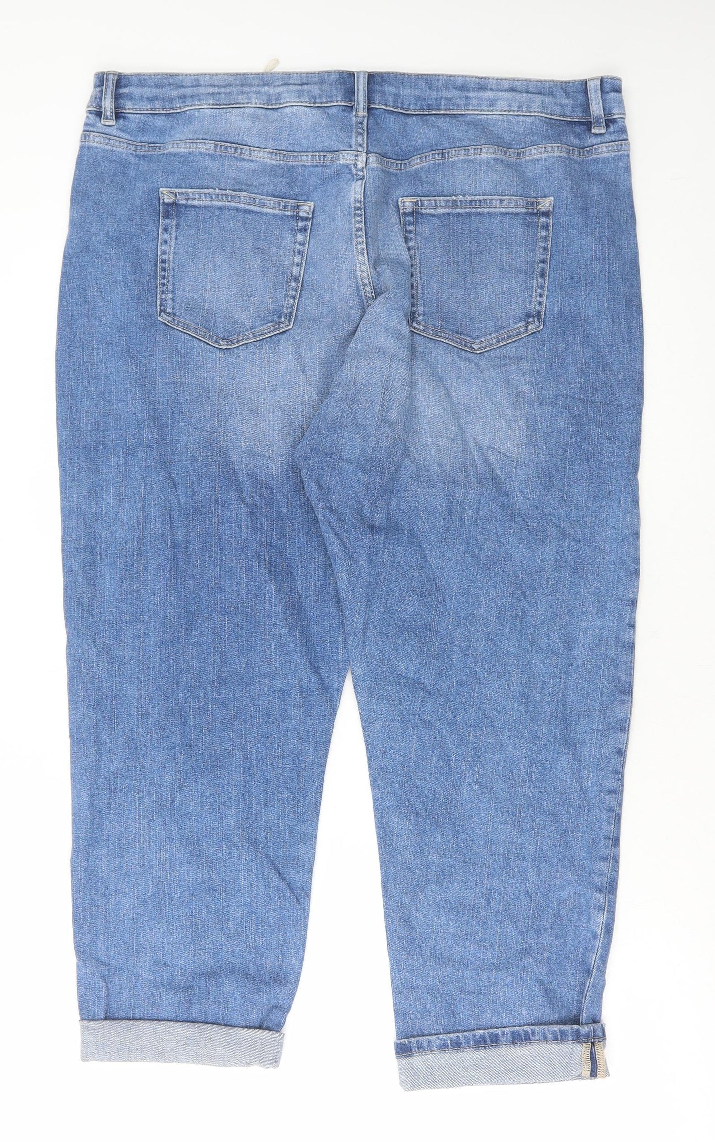 Marks and Spencer Womens Blue Cotton Straight Jeans Size 18 L26 in Regular Button