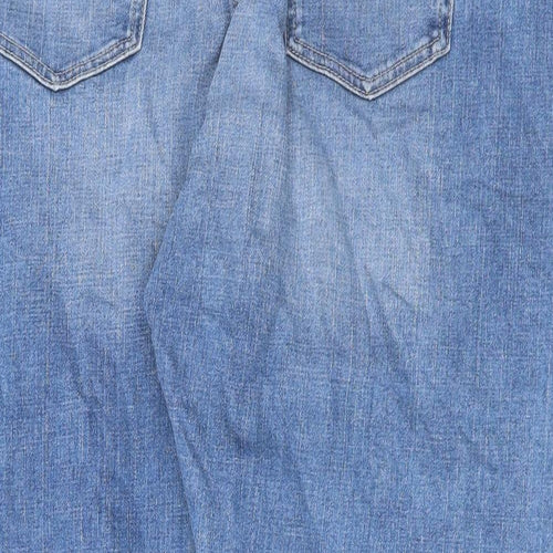 Marks and Spencer Womens Blue Cotton Straight Jeans Size 18 L26 in Regular Button