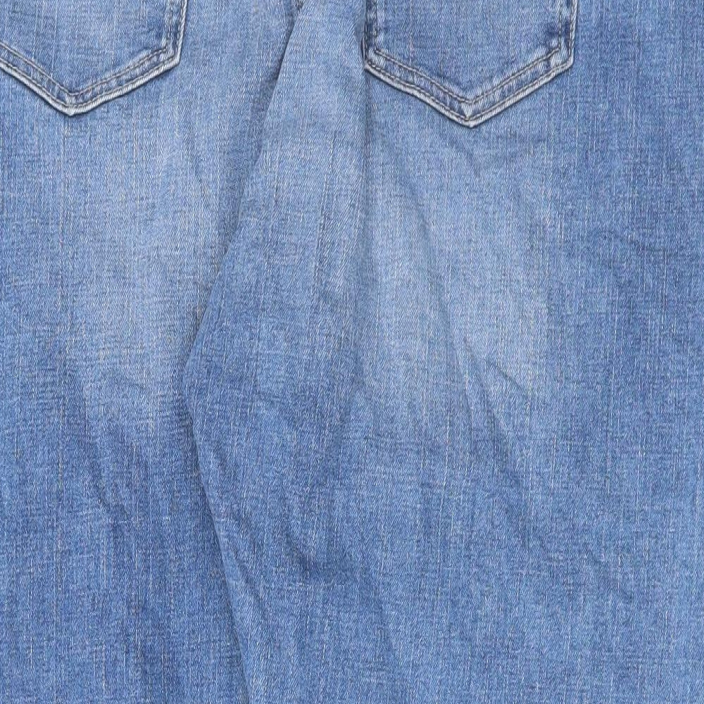 Marks and Spencer Womens Blue Cotton Straight Jeans Size 18 L26 in Regular Button