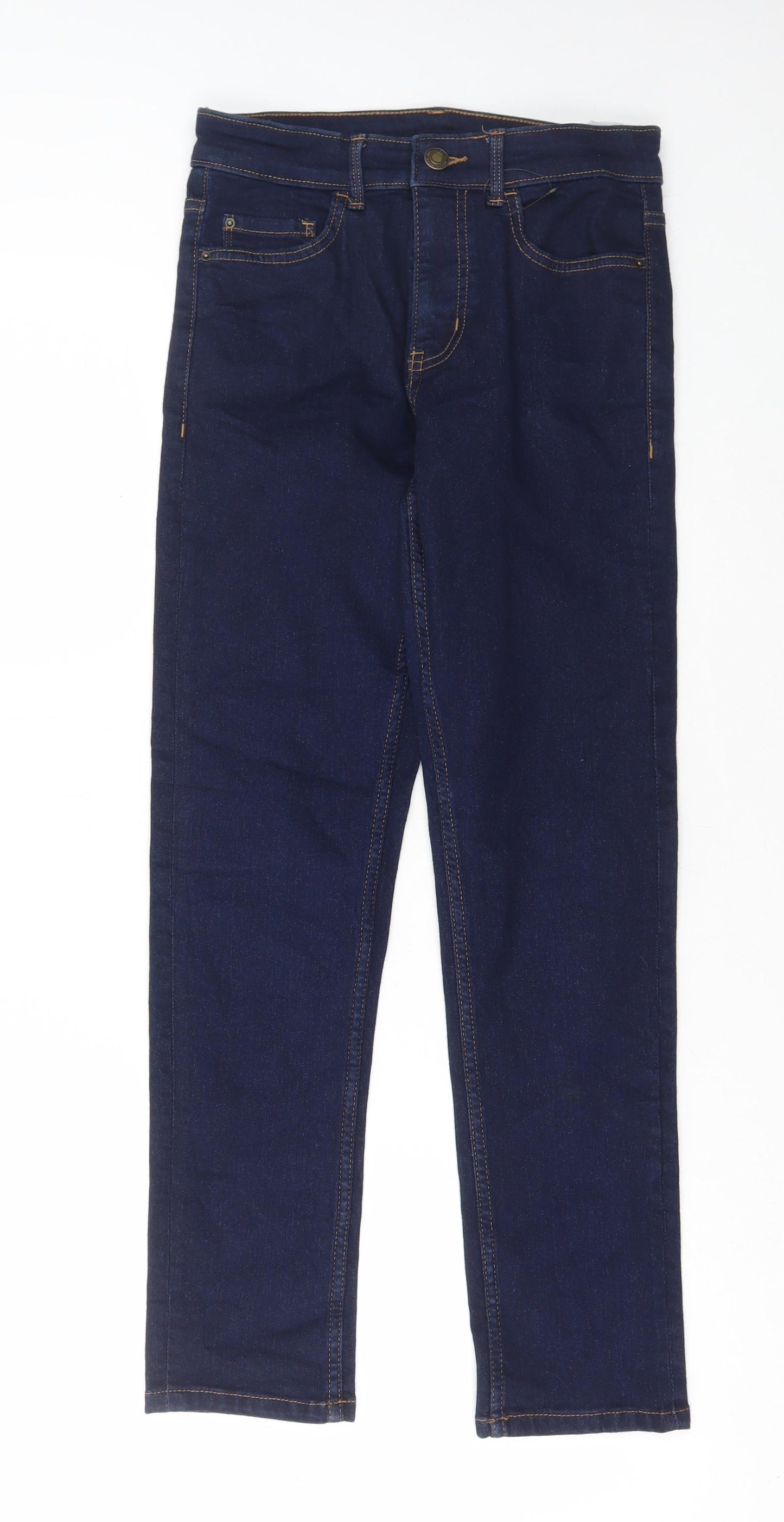 Marks and Spencer Womens Blue Cotton Skinny Jeans Size 8 L28 in Regular Button