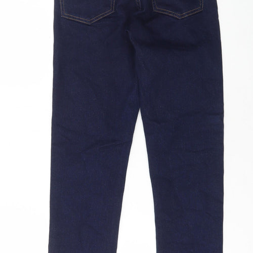 Marks and Spencer Womens Blue Cotton Skinny Jeans Size 8 L28 in Regular Button
