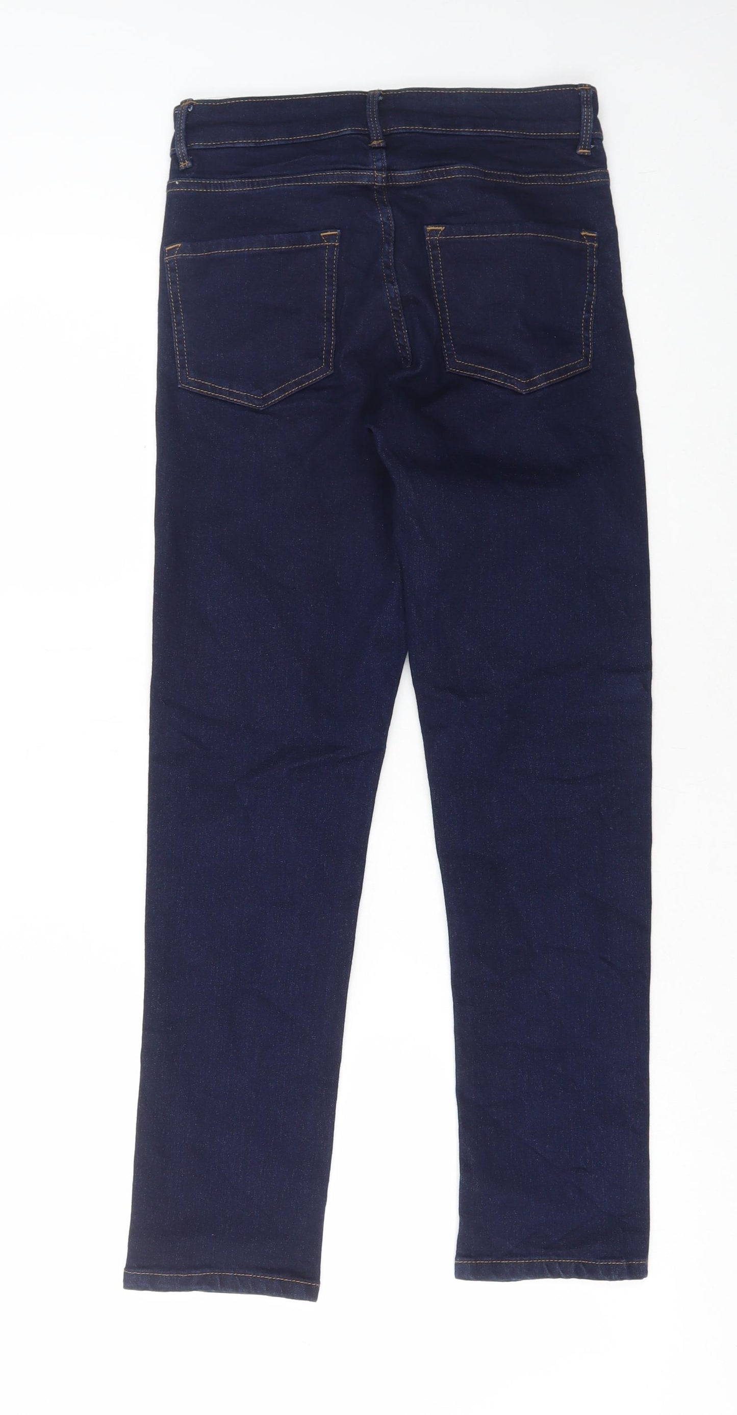 Marks and Spencer Womens Blue Cotton Skinny Jeans Size 8 L28 in Regular Button