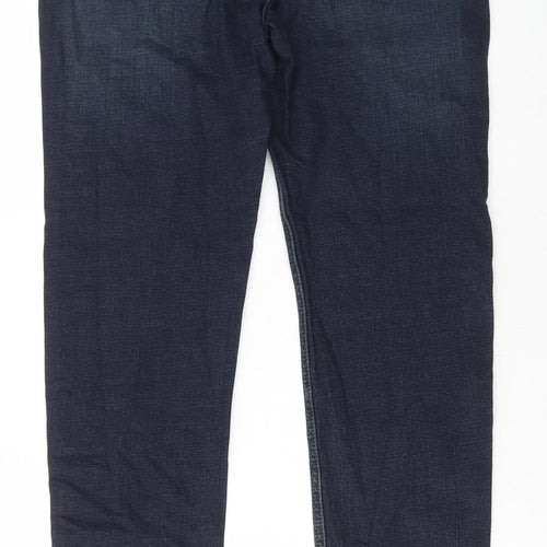 Marks and Spencer Mens Blue Cotton Skinny Jeans Size 34 in L31 in Regular Button