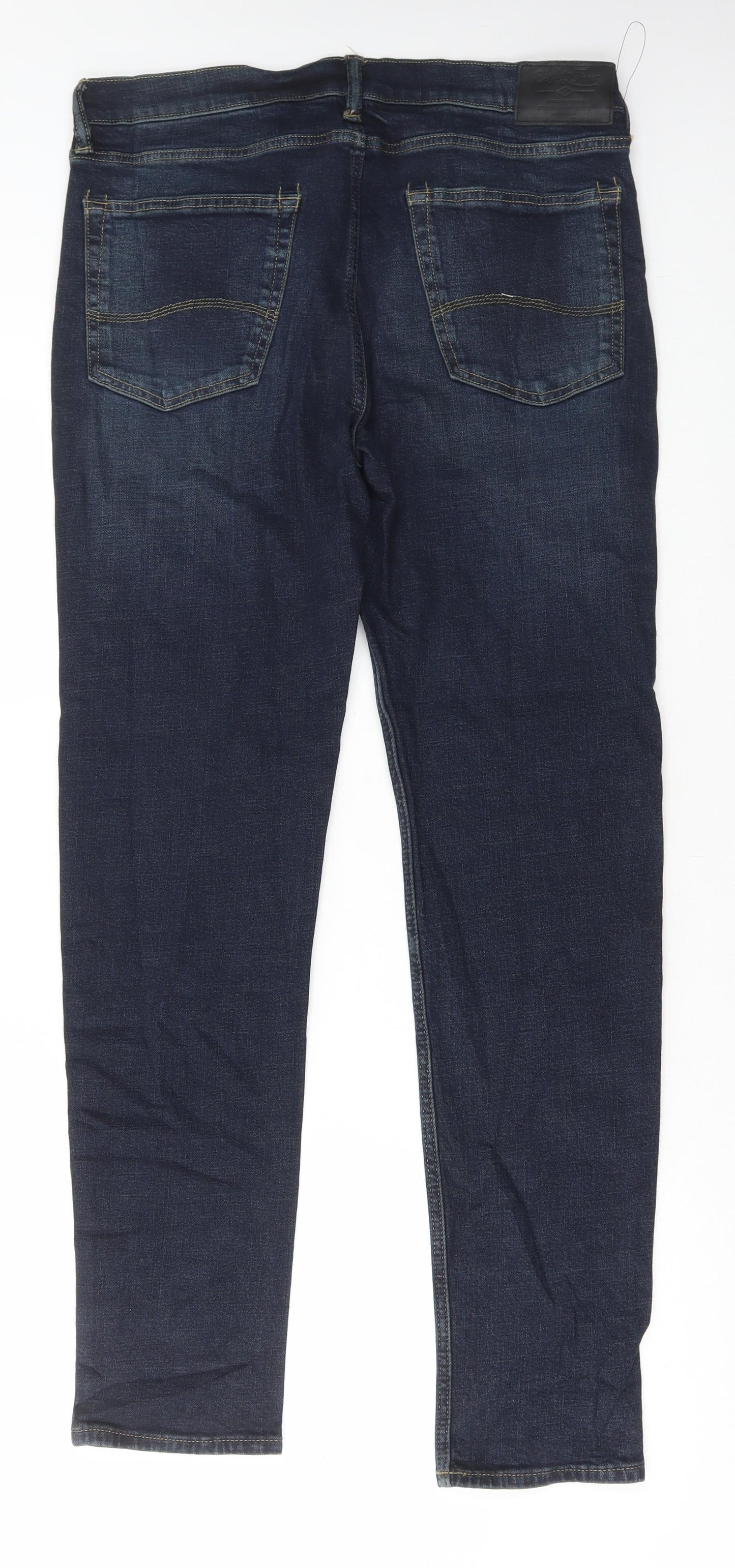 Marks and Spencer Mens Blue Cotton Skinny Jeans Size 34 in L31 in Regular Button
