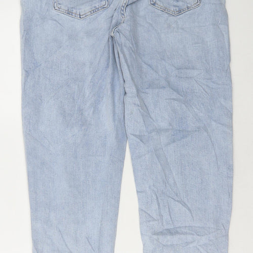 Marks and Spencer Womens Blue Cotton Mom Jeans Size 12 L28 in Regular Button