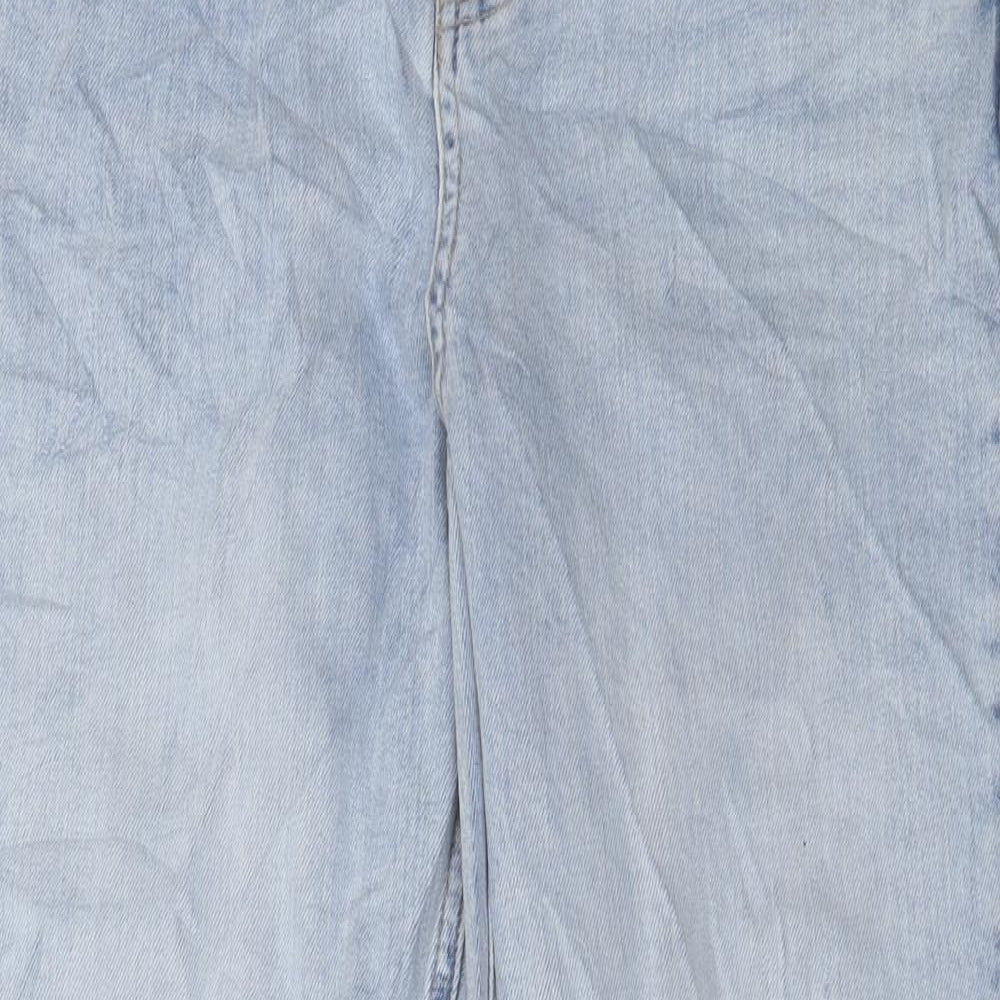 Marks and Spencer Womens Blue Cotton Mom Jeans Size 12 L28 in Regular Button