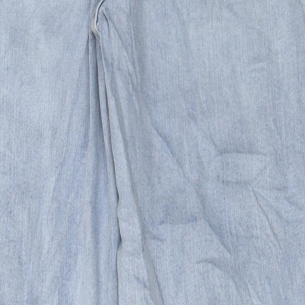 Marks and Spencer Womens Blue Cotton Mom Jeans Size 12 L28 in Regular Button