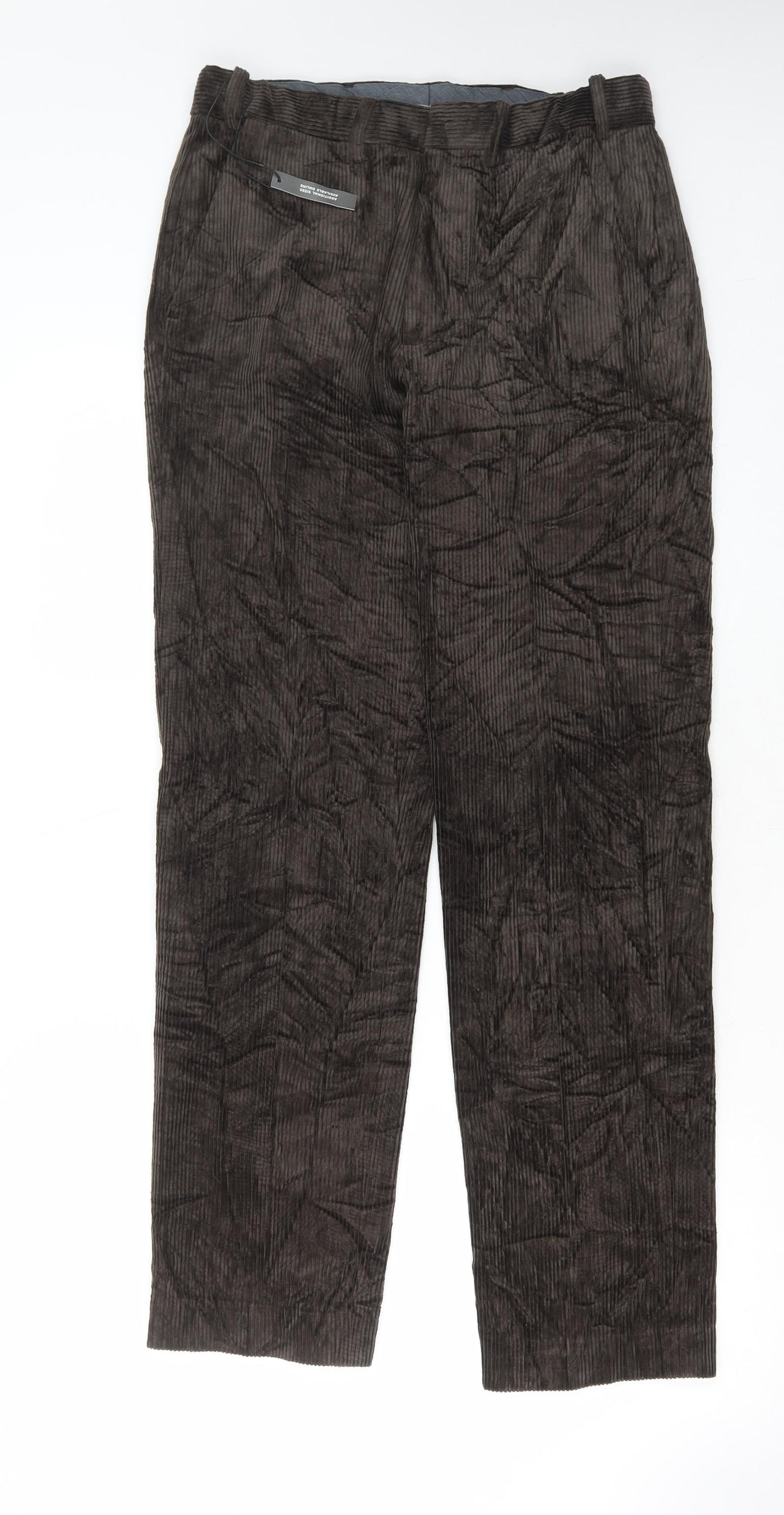 Marks and Spencer Mens Brown Cotton Trousers Size 30 in L31 in Regular Button