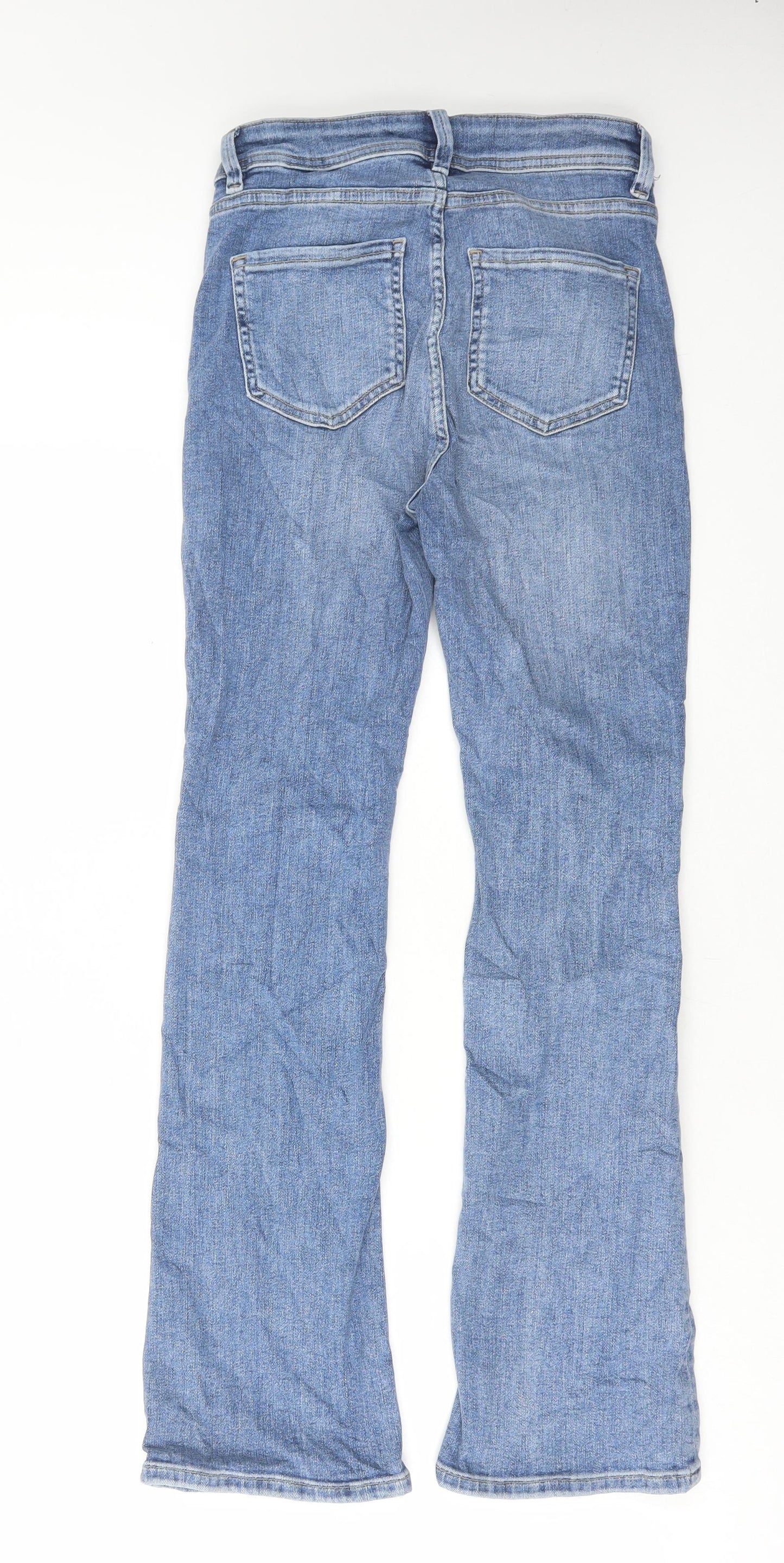 Marks and Spencer Womens Blue Cotton Flared Jeans Size 8 L29 in Regular Button
