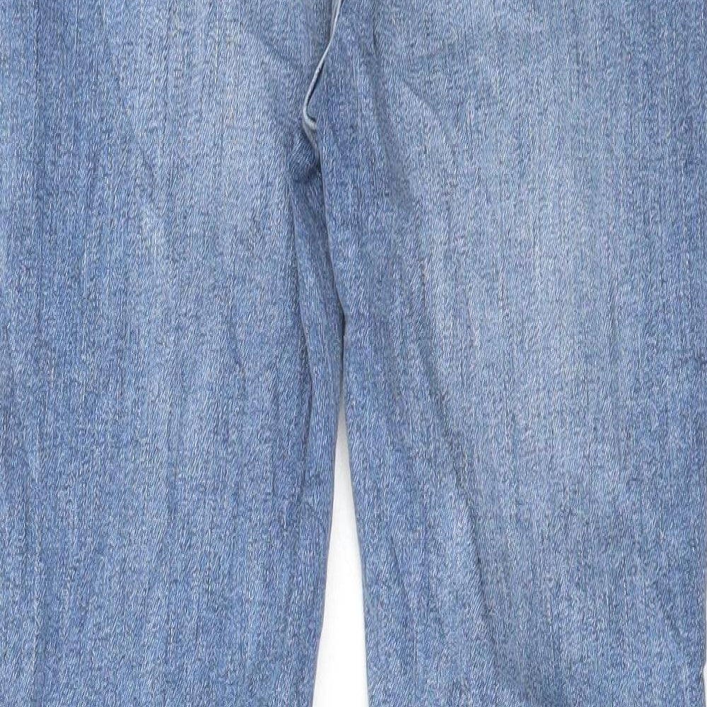 Marks and Spencer Womens Blue Cotton Flared Jeans Size 8 L29 in Regular Button