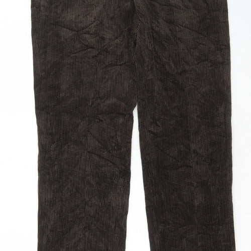 Marks and Spencer Mens Brown Cotton Trousers Size 30 in L33 in Regular Button