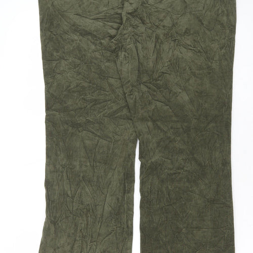 Marks and Spencer Womens Green Cotton Trousers Size 18 L30 in Regular Button