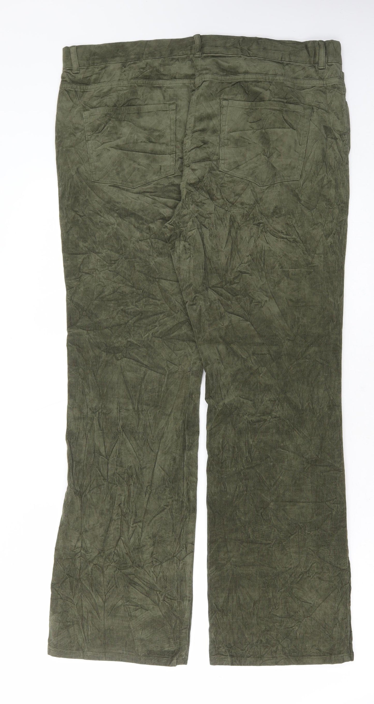 Marks and Spencer Womens Green Cotton Trousers Size 18 L30 in Regular Button