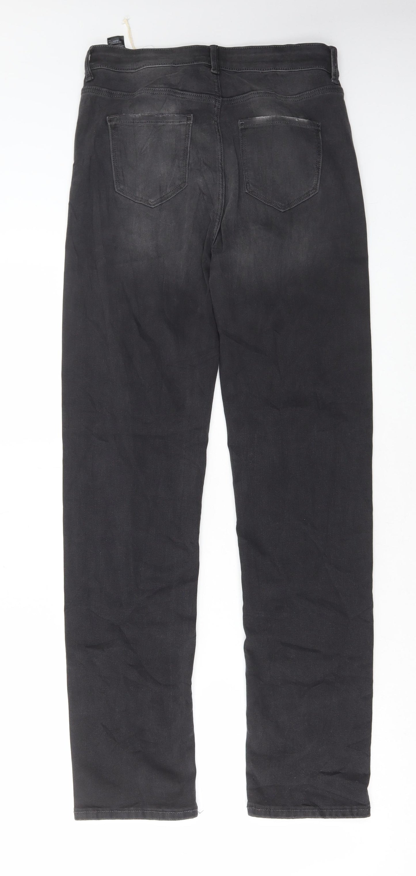 Marks and Spencer Womens Grey Cotton Straight Jeans Size 10 L31 in Regular Button