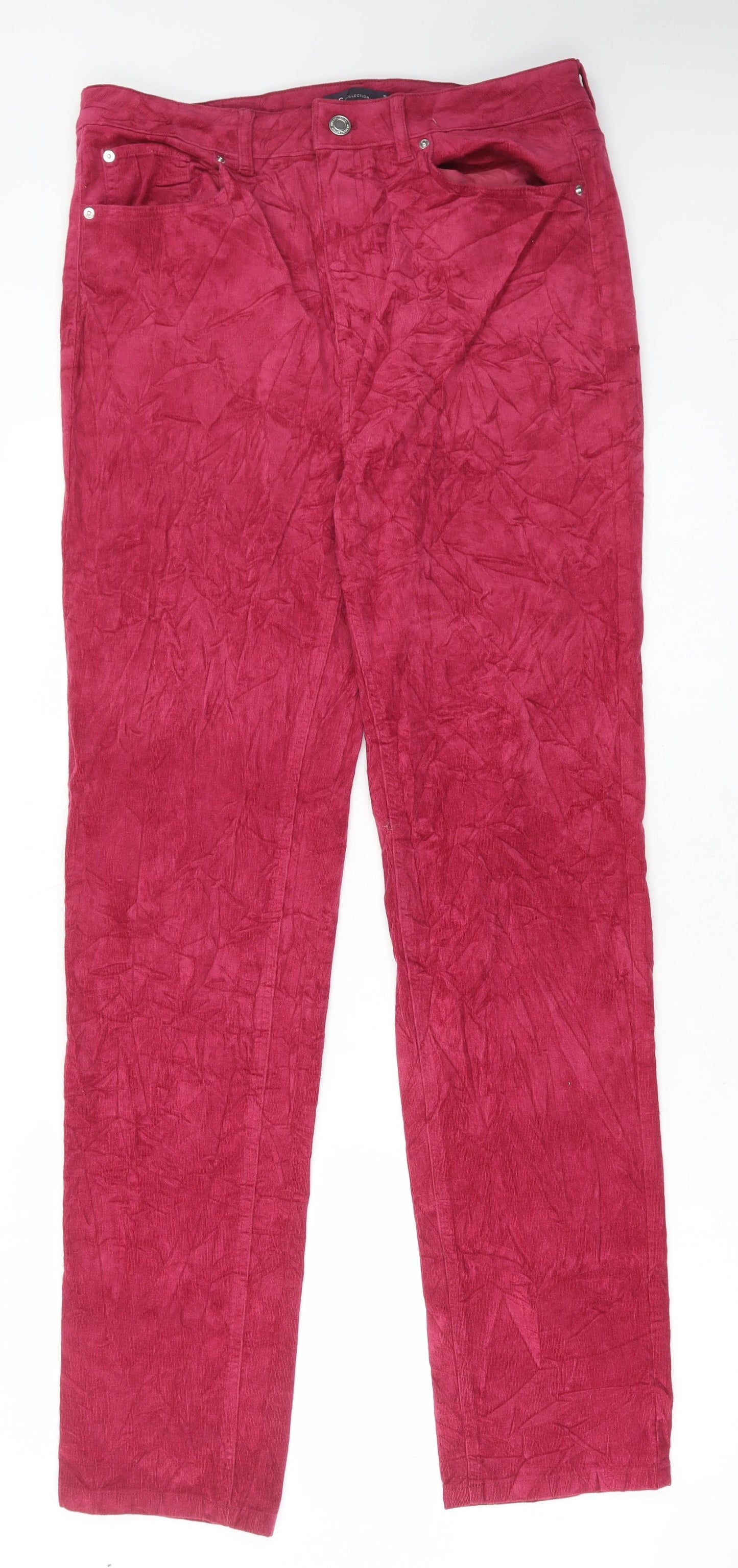 Marks and Spencer Womens Pink Cotton Trousers Size 16 L34 in Regular Button