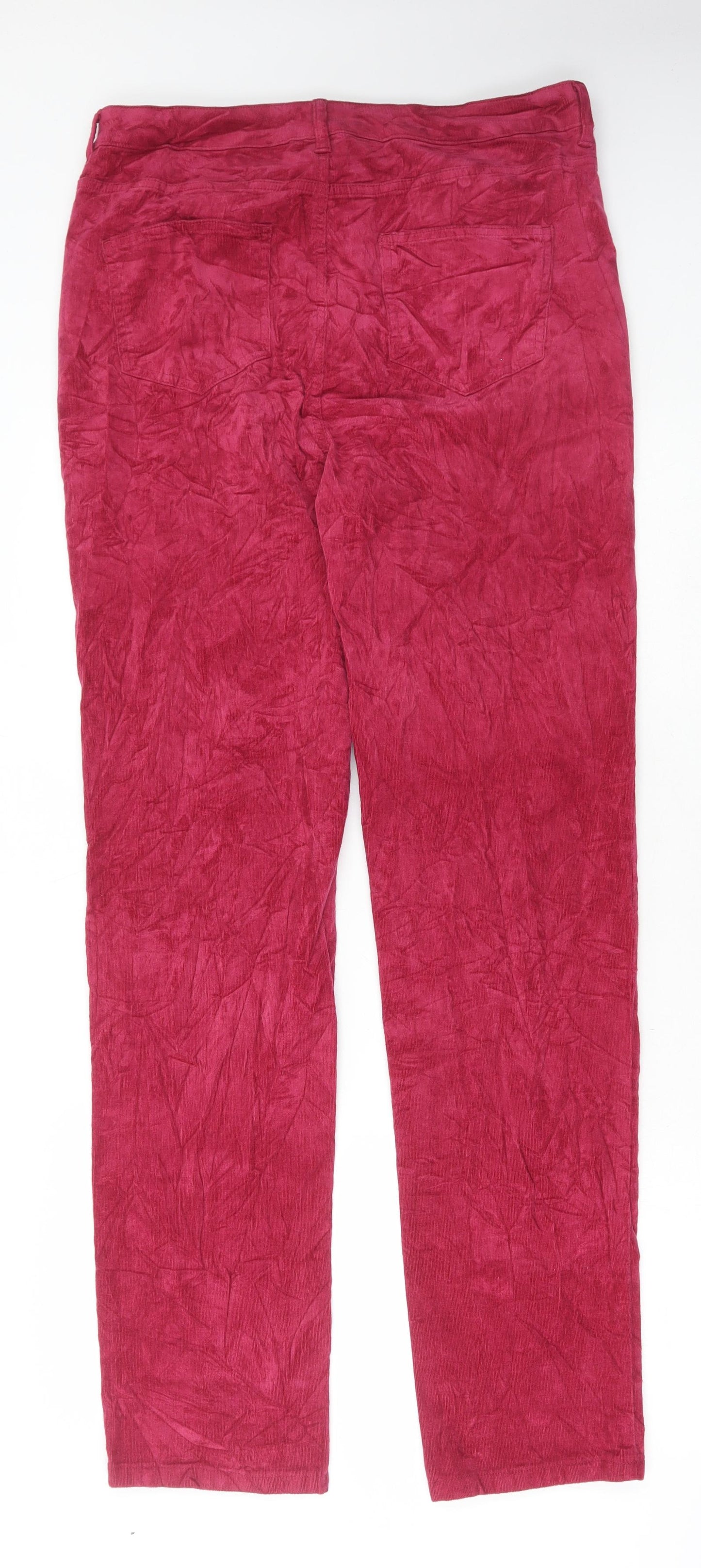 Marks and Spencer Womens Pink Cotton Trousers Size 16 L34 in Regular Button